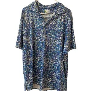 Tailorbyrd men's Blue and Green Geometric performance Polo Like new size XL